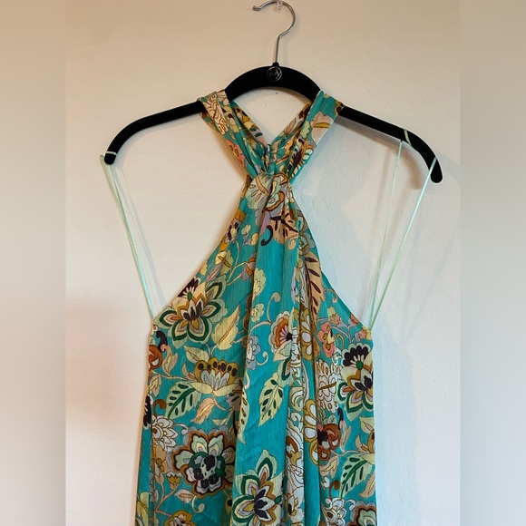 Ara Teal Floral Backless Dress - Picture 2 of 10